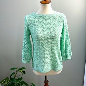 Gently Loved Green Sweater from Talbots with 3/4 Length Sleeves